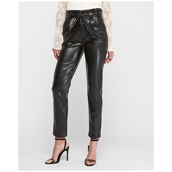 Faux Leather Paperbag Pants 